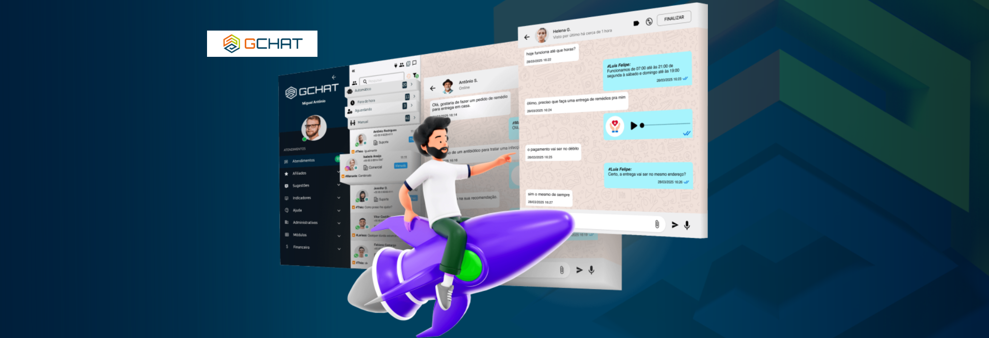 Conheça o Gchat Automação de Atendimento no WhatsApp com Chatbot Multiusuários